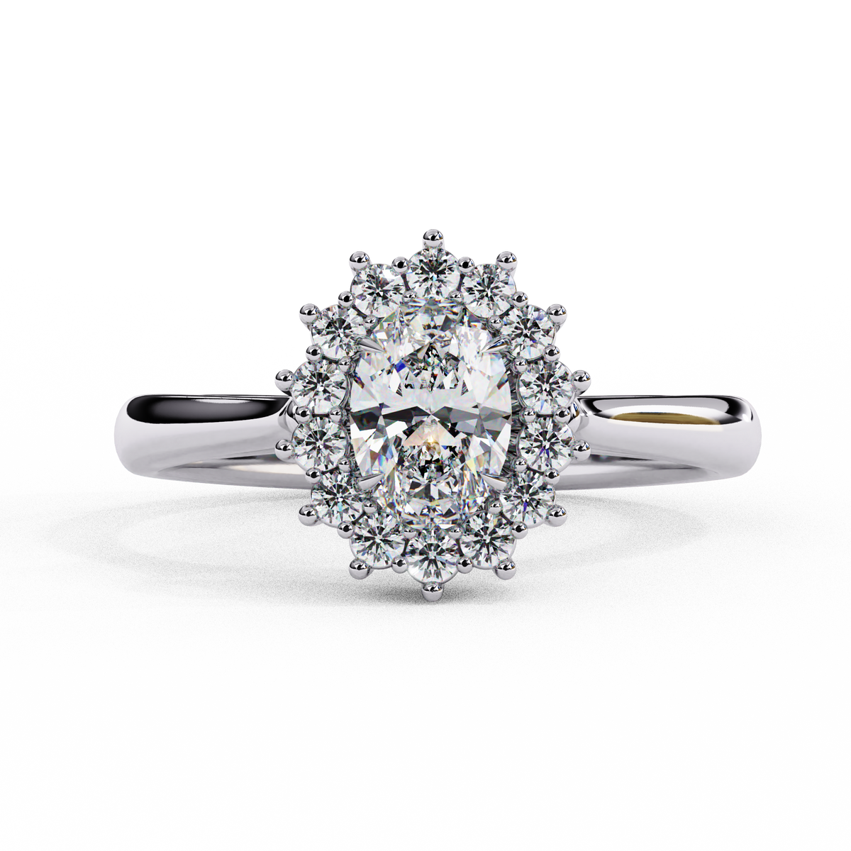 Reverra 14K Oval Halo Diamond Engagement Ring, CTTW-2.04