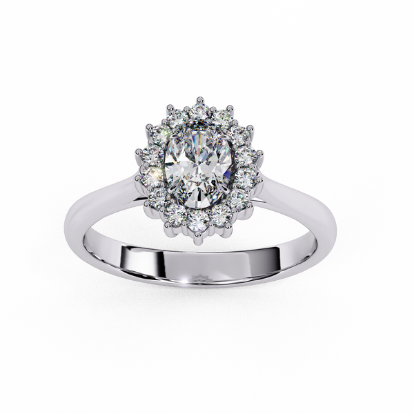 Reverra 14K Gold Oval & Round Lab Grown Diamond Oval Halo Engagement Ring for Women, CTTW-2.04