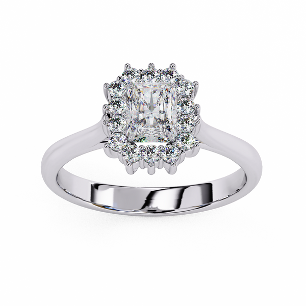 Reverra 14K Gold Emerald & Round Lab Grown Diamond Radiant Halo Engagement Ring for Women, CTTW-2.04