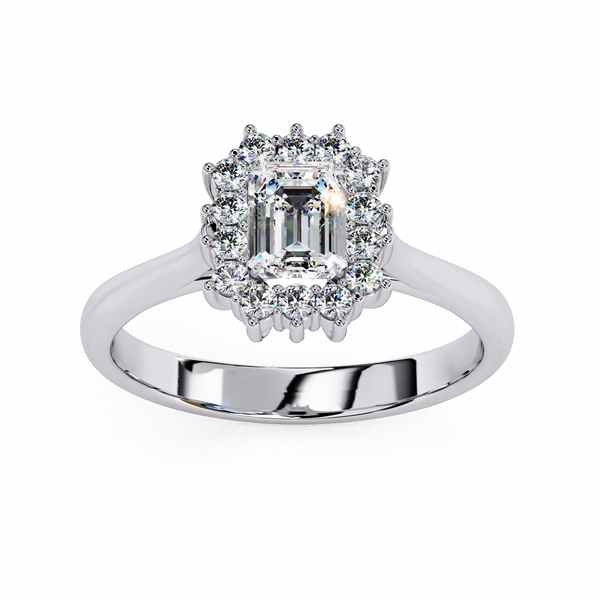 Reverra 14K Gold Emerald & Round Lab Grown Diamond Engagement Ring for Women, CTTW-0.53
