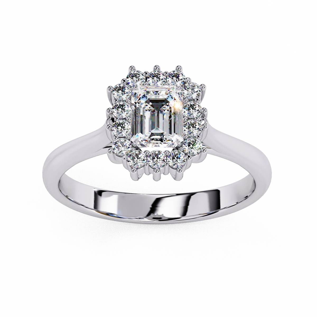 Reverra 14K Emerald Halo Diamond Engagement Ring, CTTW-0.53