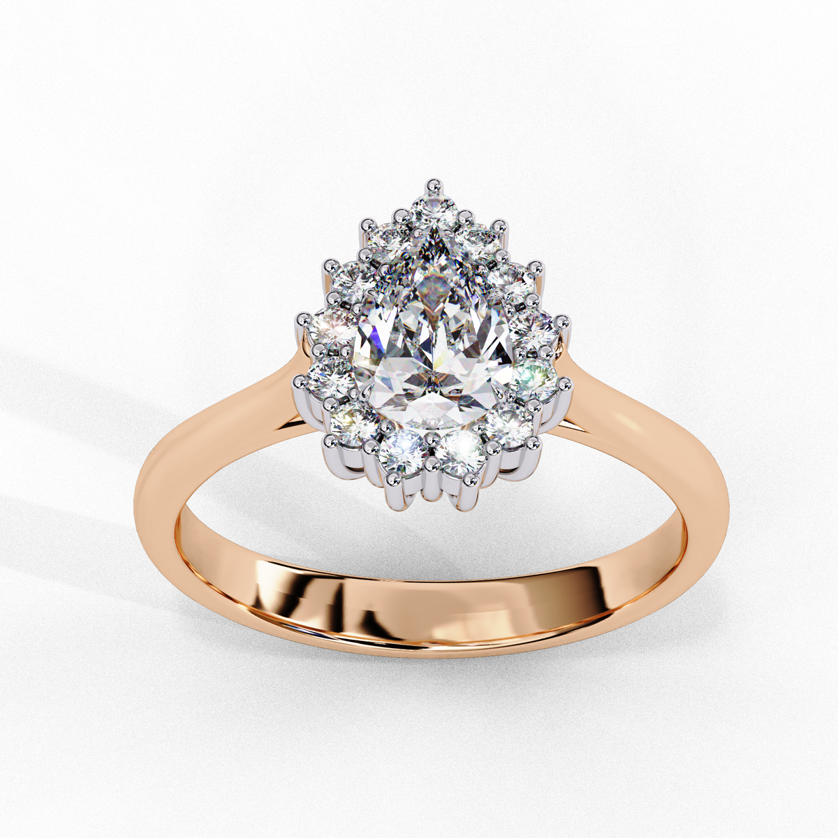 Reverra 14K Pear Halo Diamond Engagement Ring, CTTW-2.04
