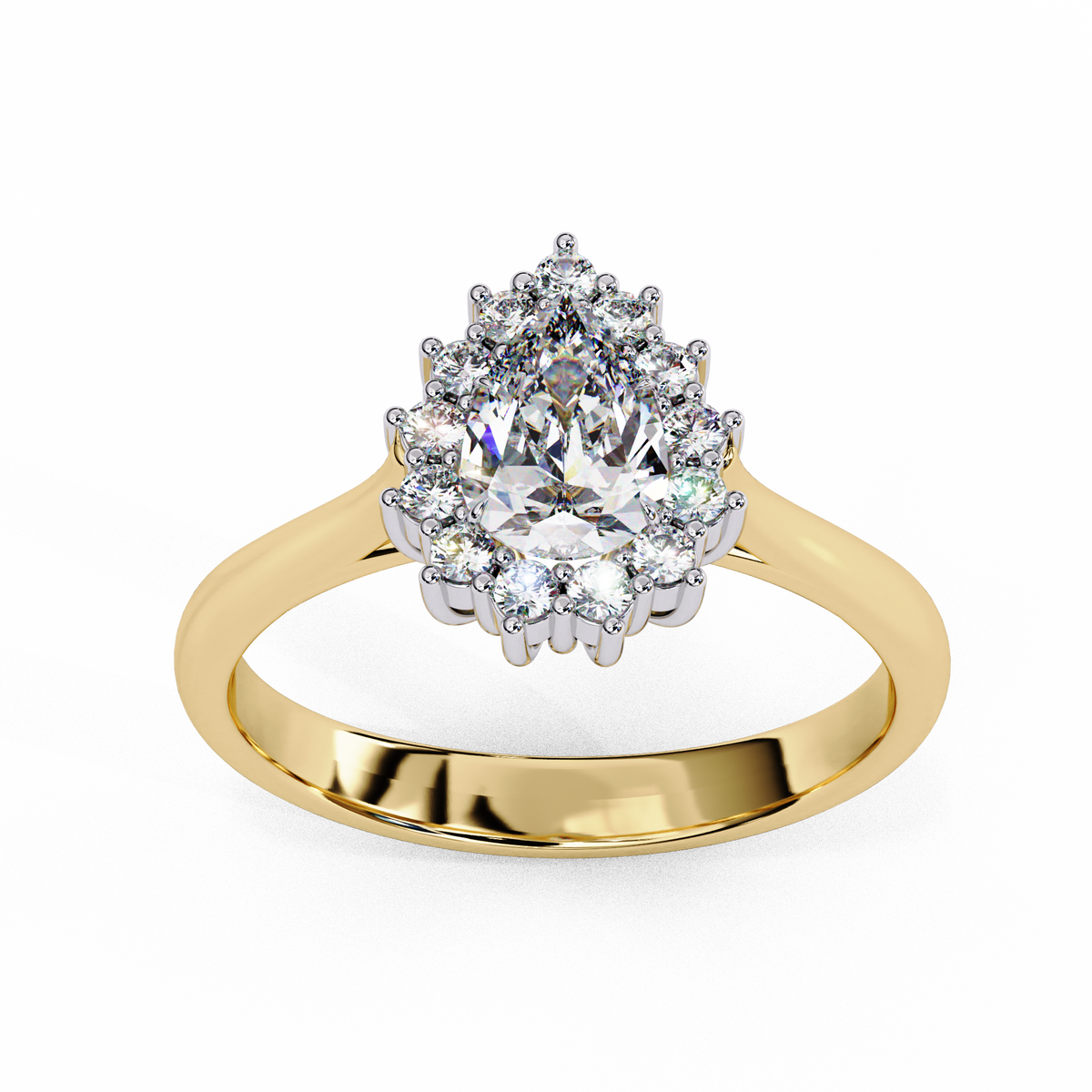 Reverra 14K Pear Halo Diamond Engagement Ring, CTTW-2.04