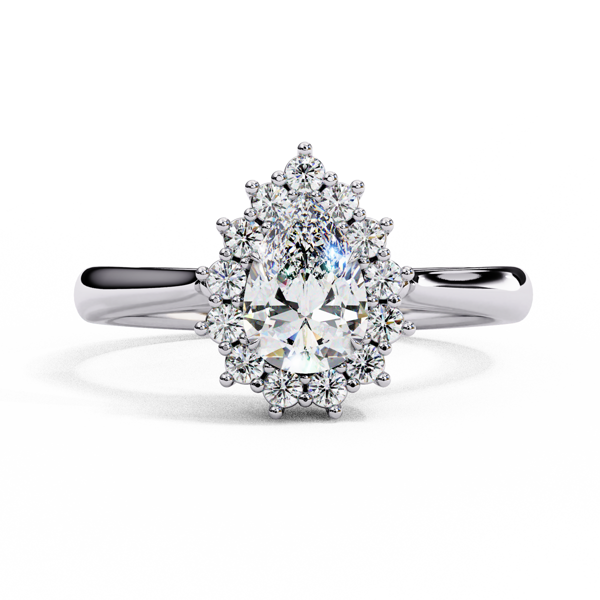 Reverra 14K Pear Halo Diamond Engagement Ring, CTTW-2.04