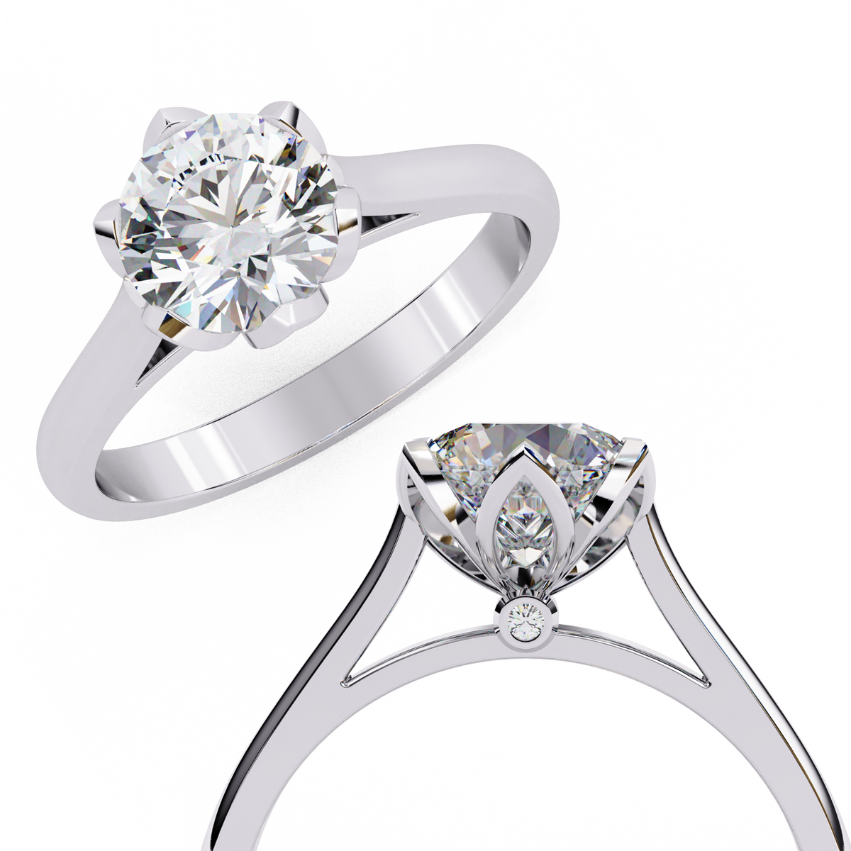 Reverra 14K Classic Round Solitaire Engagement Ring, CTTW-1.413