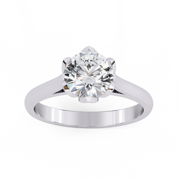 Reverra 14K Gold Round Lab Grown Diamond Classic Solitaire Engagement Ring for Women, CTTW-1.413 - Reverra Jewels Inc.