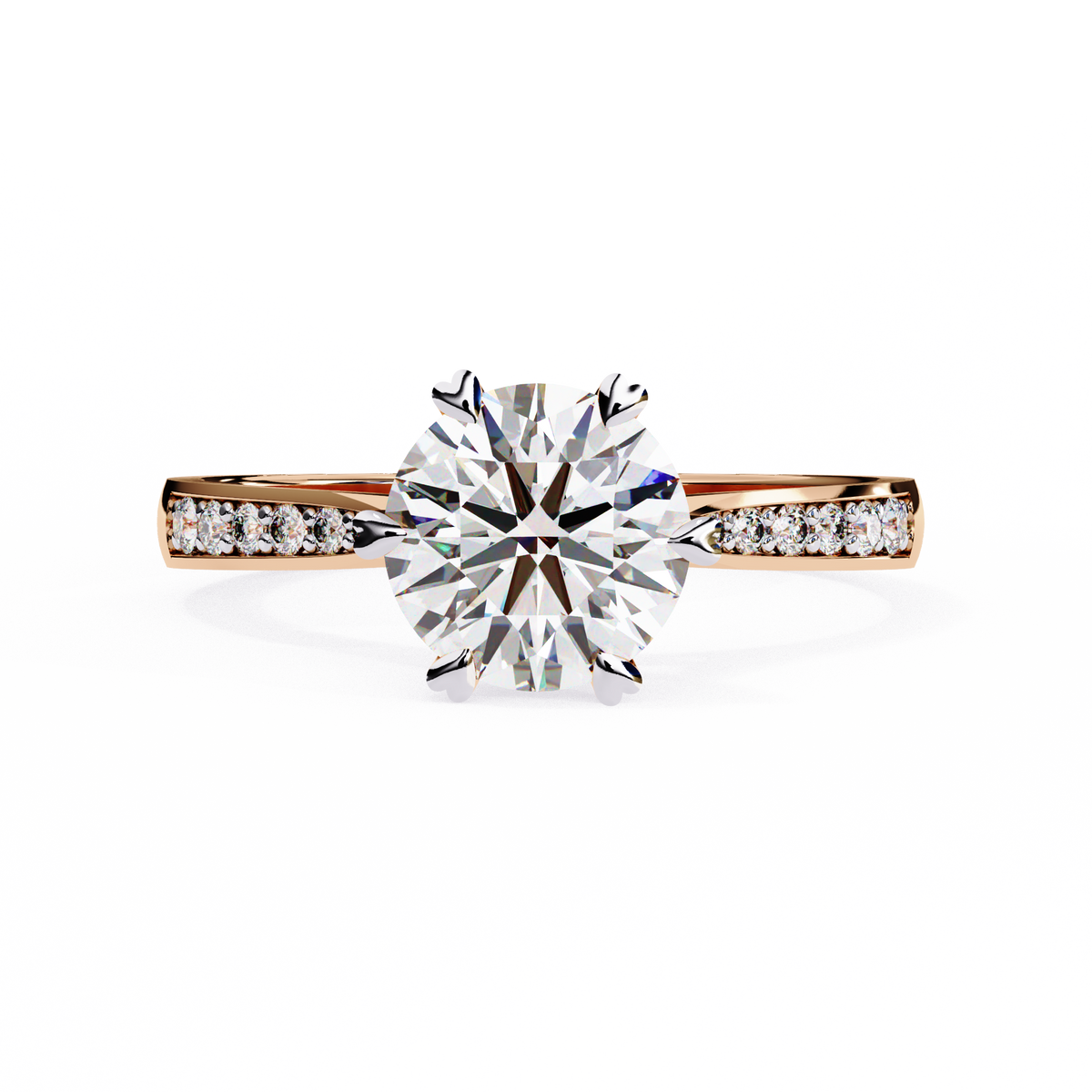 Reverra 14K Round Brilliant Solitaire with Diamond-Accented Band, CTTW-1.4