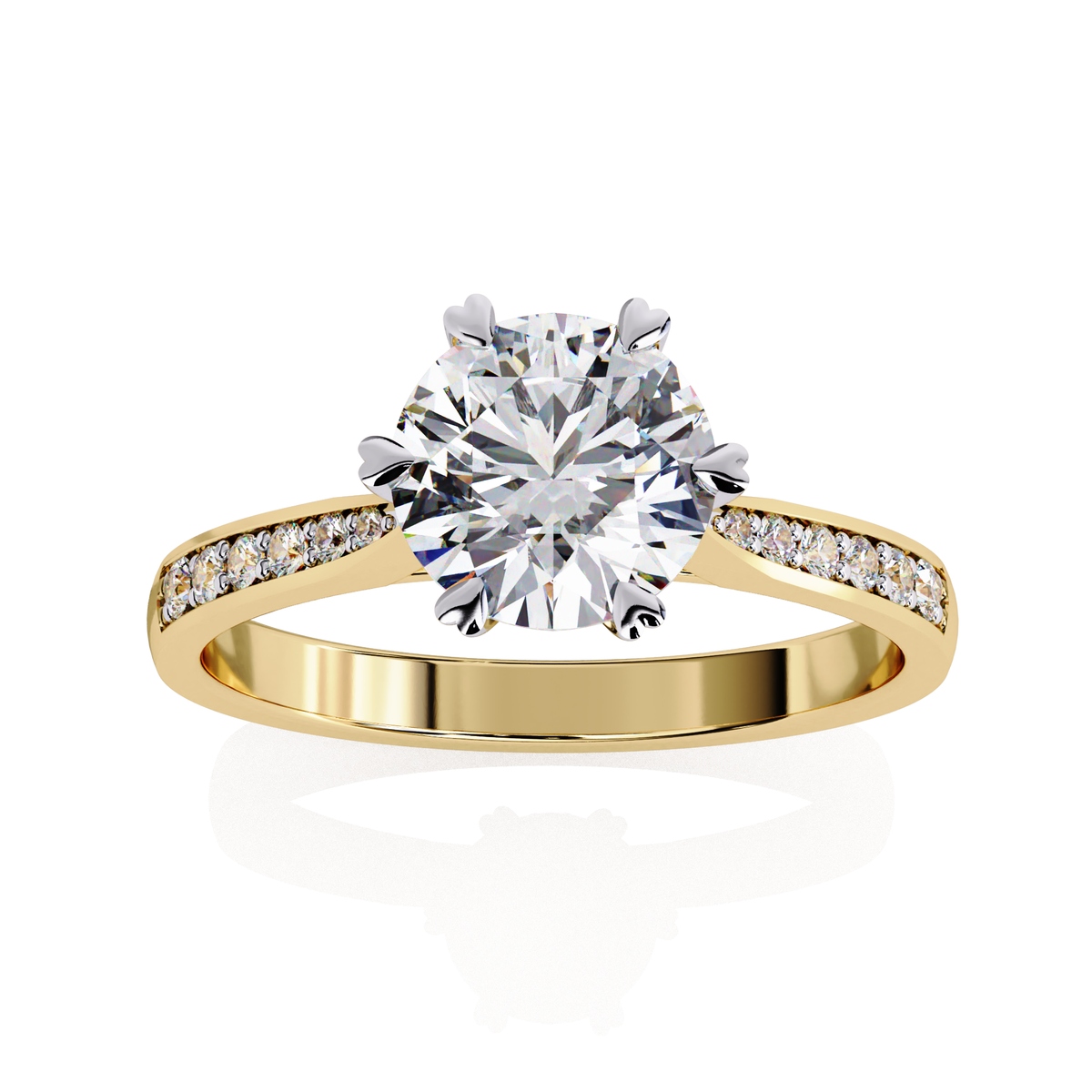 Reverra 14K Round Brilliant Solitaire with Diamond-Accented Band, CTTW-1.4