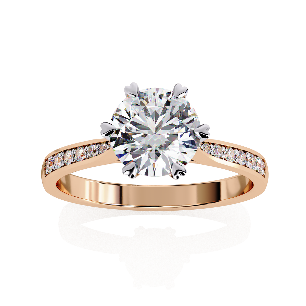 Reverra 14K Round Brilliant Solitaire with Diamond-Accented Band, CTTW-1.4