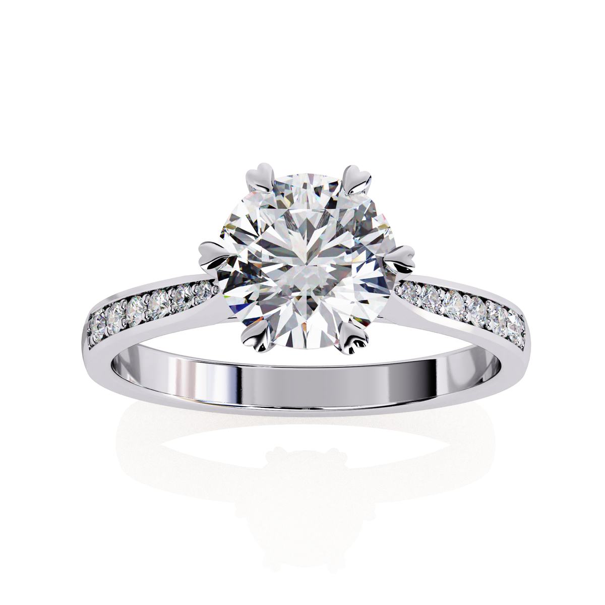 Reverra 14K Round Brilliant Solitaire with Diamond-Accented Band, CTTW-1.4