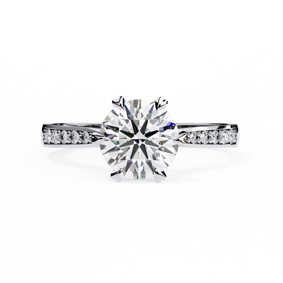 Reverra 14K Round Brilliant Solitaire with Diamond-Accented Band, CTTW-1.4