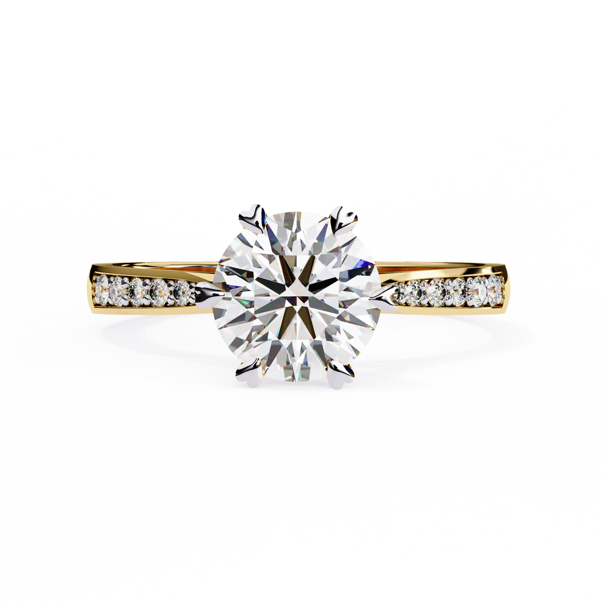 Reverra 14K Round Brilliant Solitaire with Diamond-Accented Band, CTTW-1.4