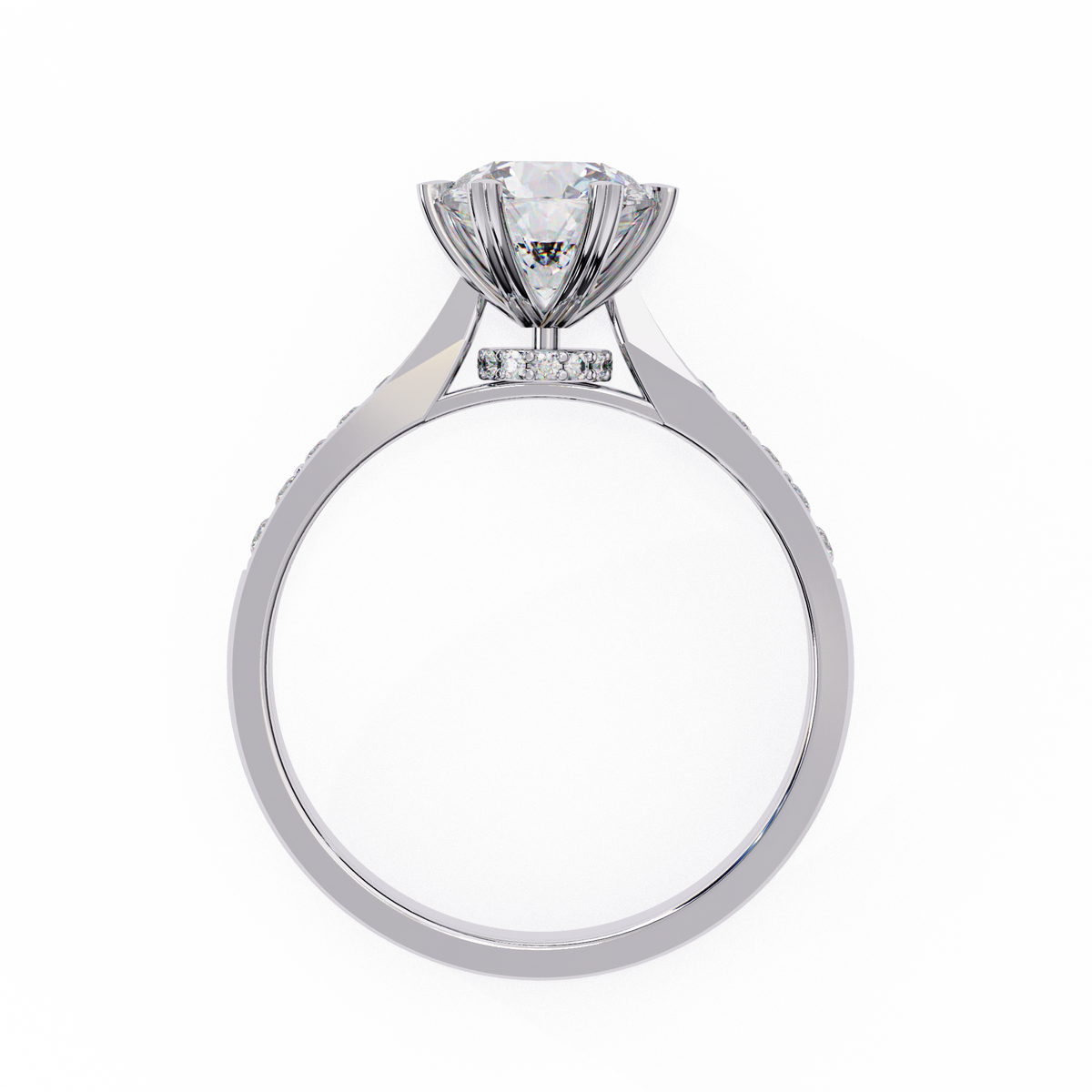 Reverra 14K Round Brilliant Solitaire with Diamond-Accented Band, CTTW-1.4