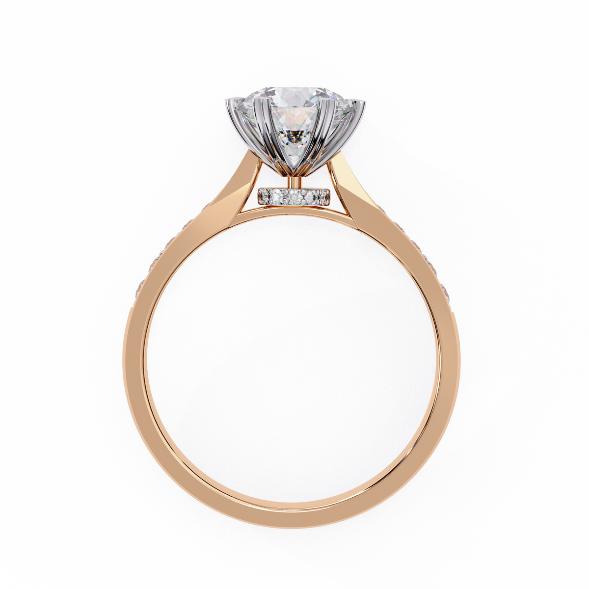 Reverra 14K Round Brilliant Solitaire with Diamond-Accented Band, CTTW-1.4
