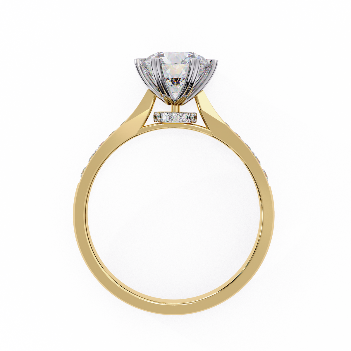 Reverra 14K Round Brilliant Solitaire with Diamond-Accented Band, CTTW-1.4