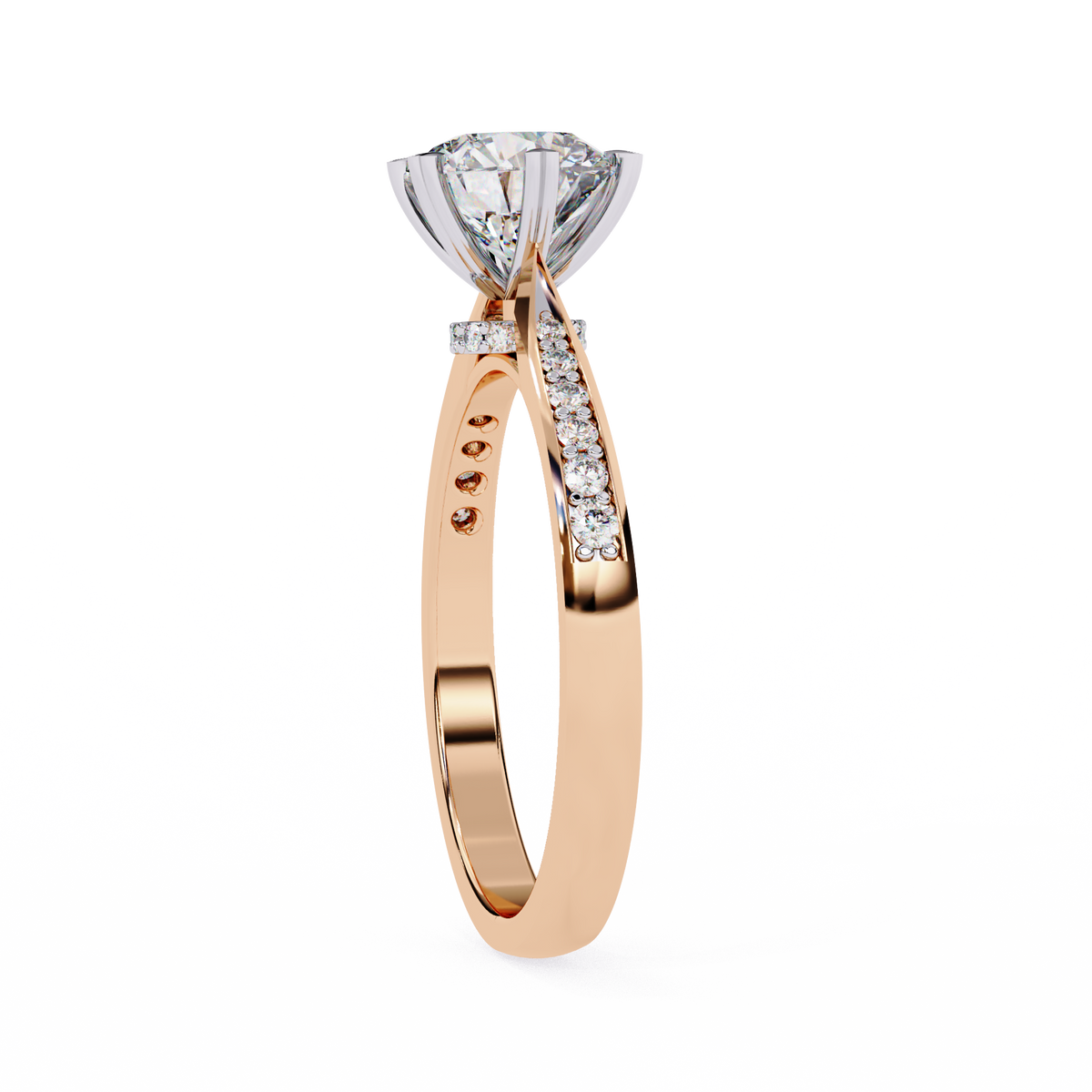 Reverra 14K Round Brilliant Solitaire with Diamond-Accented Band, CTTW-1.4