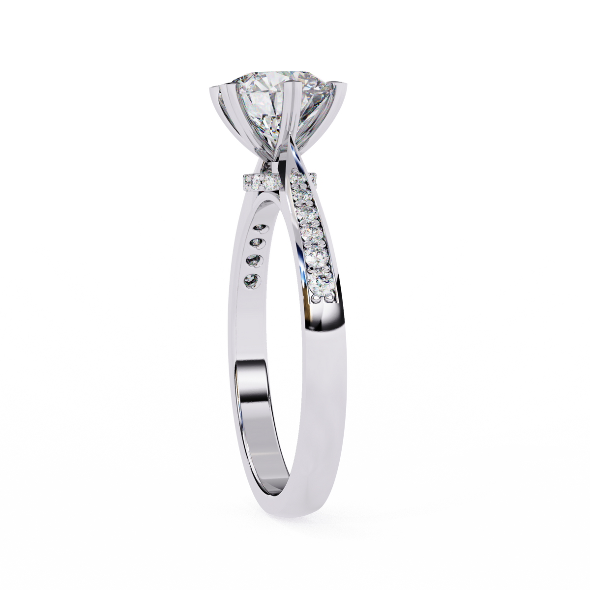 Reverra 14K Round Brilliant Solitaire with Diamond-Accented Band, CTTW-1.4