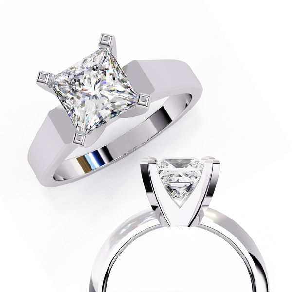 Reverra 14K Gold Princess Lab Grown Diamond Solitaire Engagement Ring for Women, CTTW-1.72