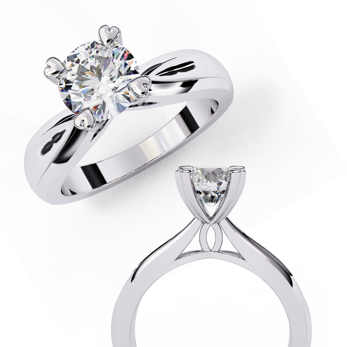 Reverra 14K Heart Prong Diamond Solitaire Engagement Ring, CTTW-1.29
