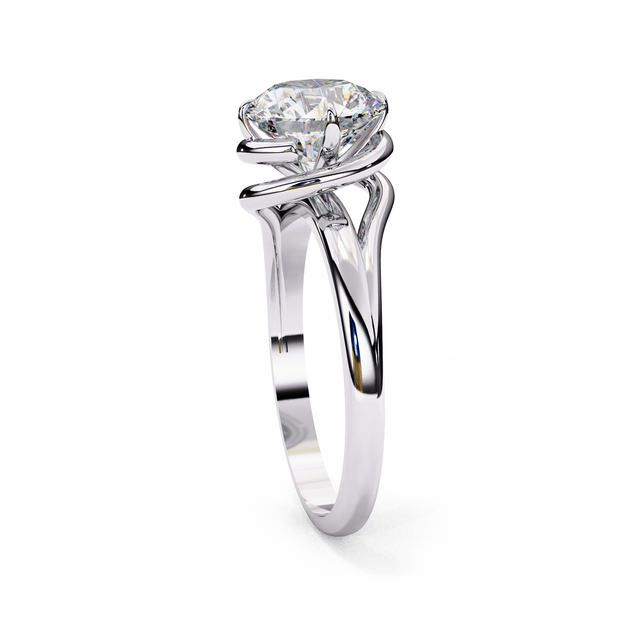 Reverra 14K Solitaire Diamond Swirl Engagement Ring, CTTW-1.29