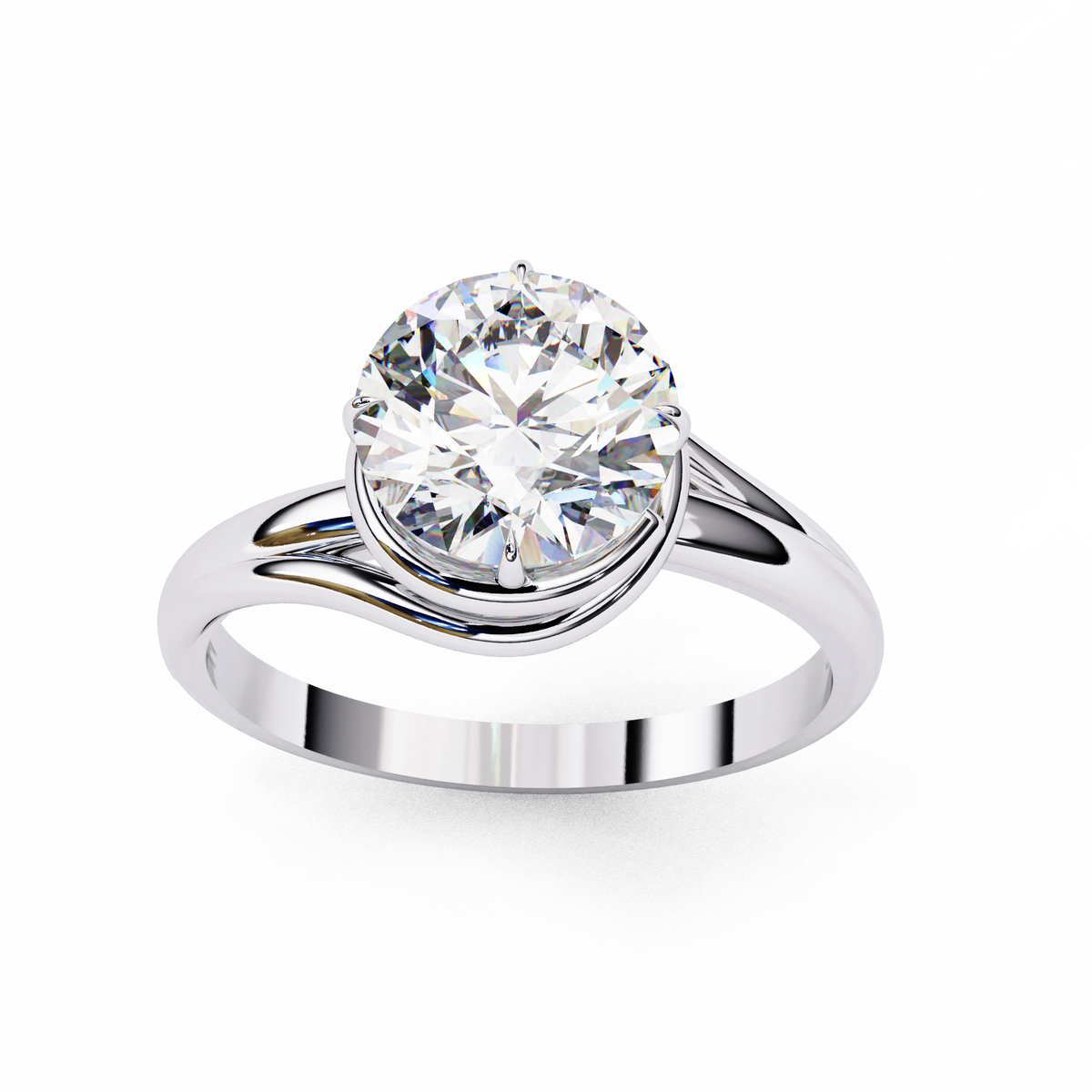 Reverra 14K Solitaire Diamond Swirl Engagement Ring, CTTW-1.29