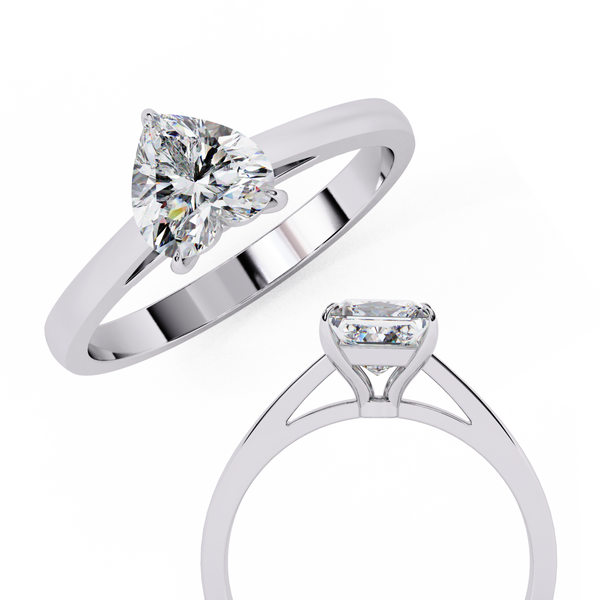 Reverra 14K Gold Heart Lab Grown Diamond Solitaire Elegant Classic Engagement Ring for Women, CTTW-0.83