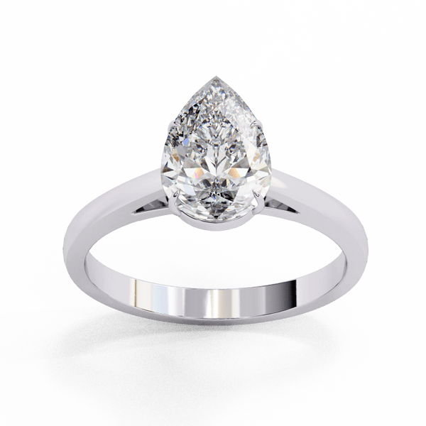 Reverra 14K Gold Pear Lab Grown Diamond Solitaire Elegant Classic Engagement Ring for Women, CTTW-1.3 - Reverra Jewels Inc.