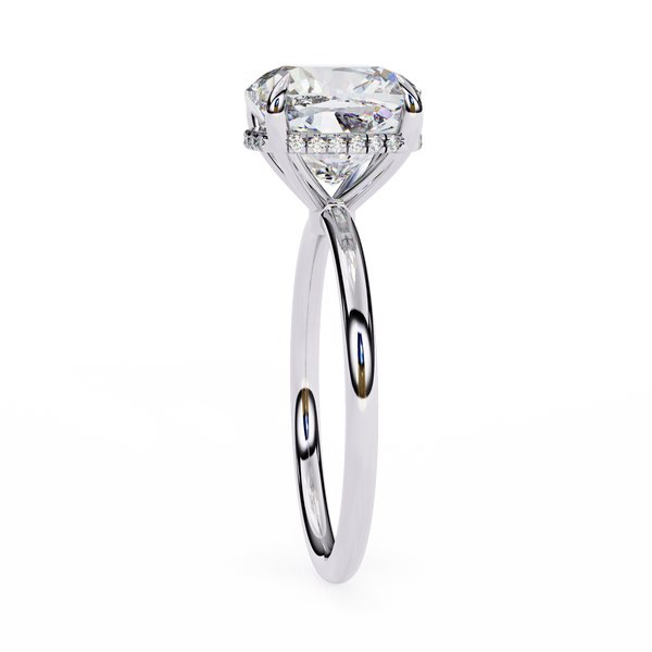 Reverra 14K Gold Round & Cushion Lab Grown Diamond Hidden Halo Classic Engagement Ring for Women, CTTW-2.81