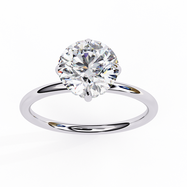 Reverra 14K Gold Round Lab Grown Diamond Solitaire Hidden Halo Engagement Ring for Women, CTTW-2.37