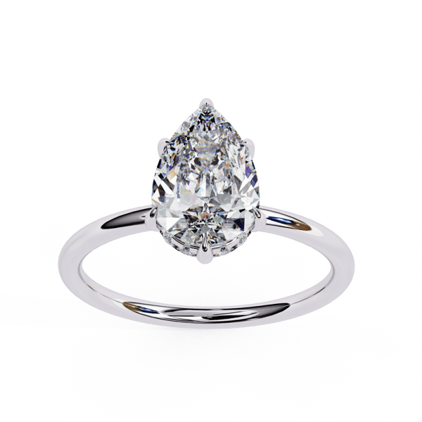 Reverra 14K Gold Pear & Round Lab Grown Diamond Six Prong Classic Engagement Ring for Women, CTTW-1.9 - Reverra Jewels Inc.