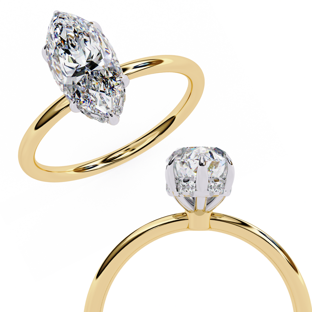 Reverra 14K Hidden Halo Classic Engagement Ring, CTTW-1.54