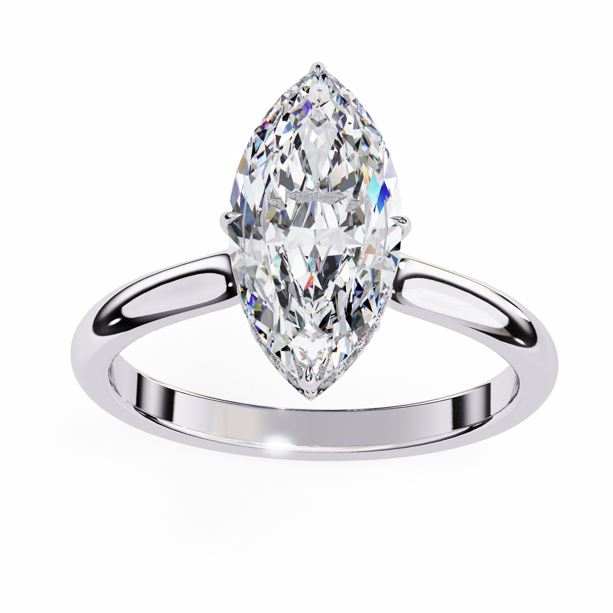 Reverra 14K Solitaire Diamond Hidden Halo Classic Engagement Ring, CTTW-1.59