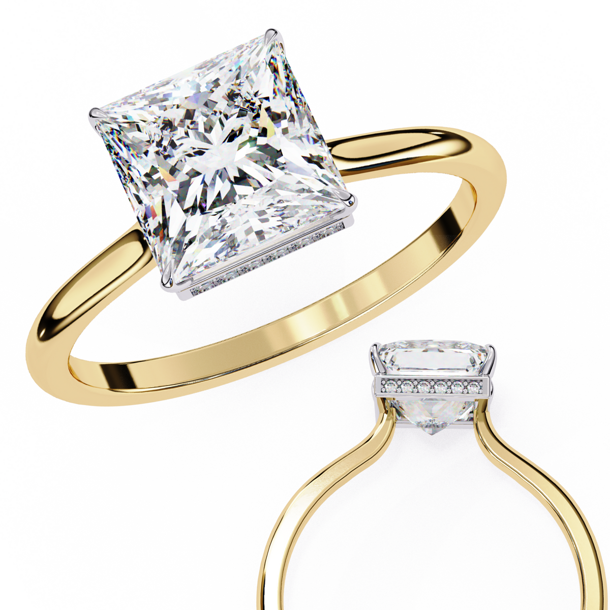 Reverra 14K Solitaire Diamond Hidden Halo Engagement Ring, CTTW-2.21