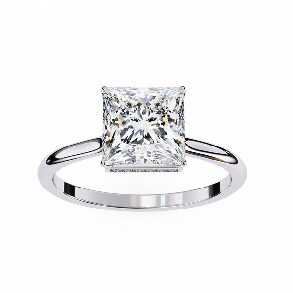 Reverra 14K Gold Round & Princess Lab Grown Diamond Hidden Halo Engagement Ring for Women, CTTW-2.21