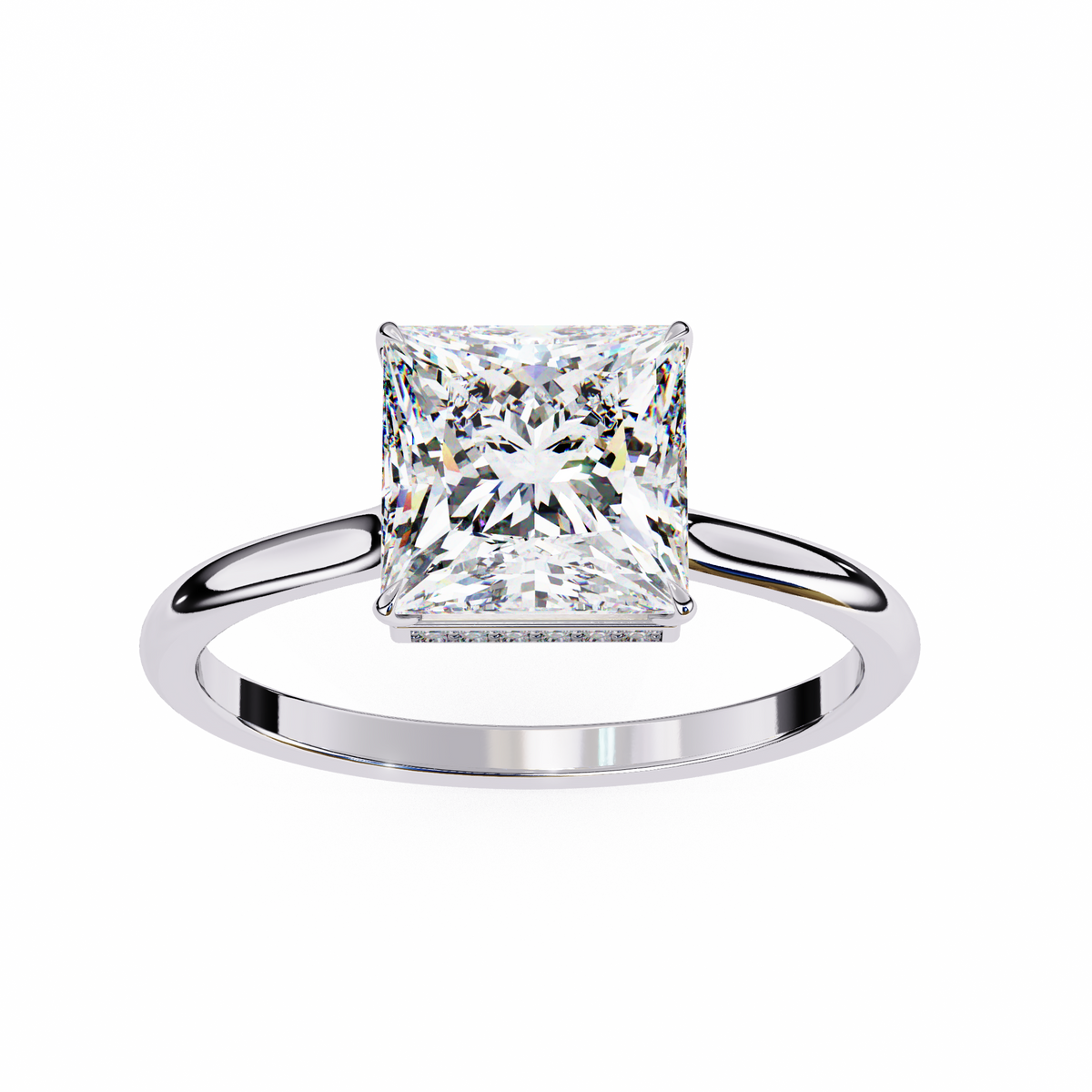 Reverra 14K Solitaire Diamond Hidden Halo Engagement Ring, CTTW-2.21