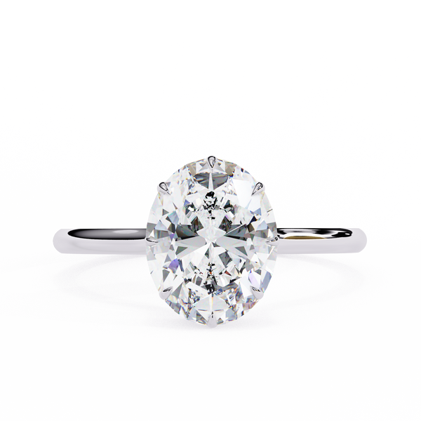 Reverra 14K Gold Oval & Round Lab Grown Diamond Hidden Halo Engagement Ring for Women, CTTW-1.95