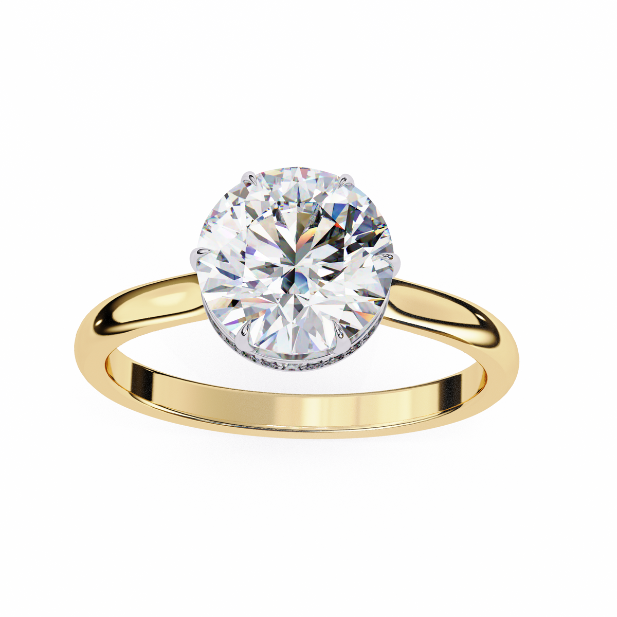 Reverra 14K Solitaire Diamond Hidden Halo Engagement Ring, CTTW-2.27