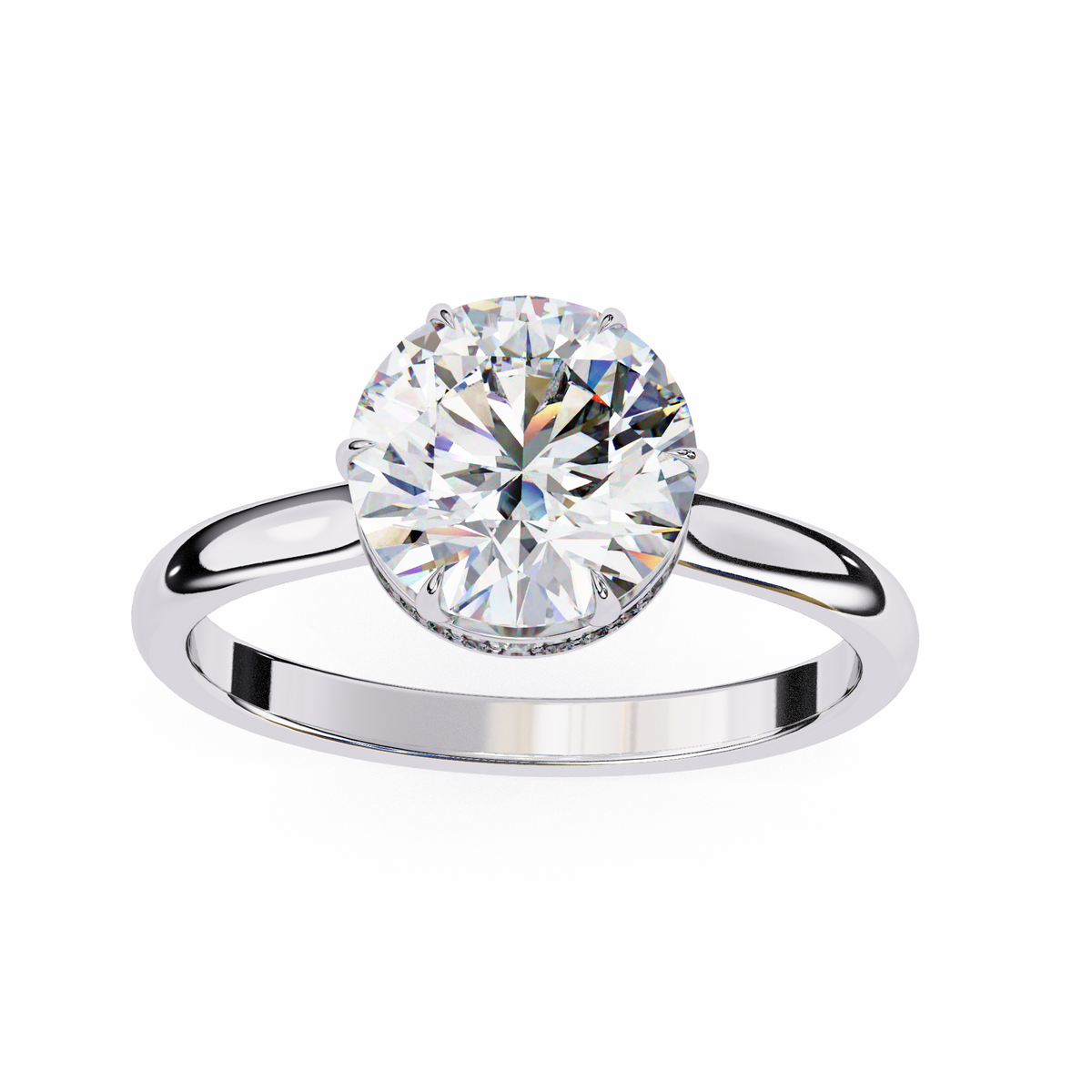 Reverra 14K Solitaire Diamond Hidden Halo Engagement Ring, CTTW-2.27