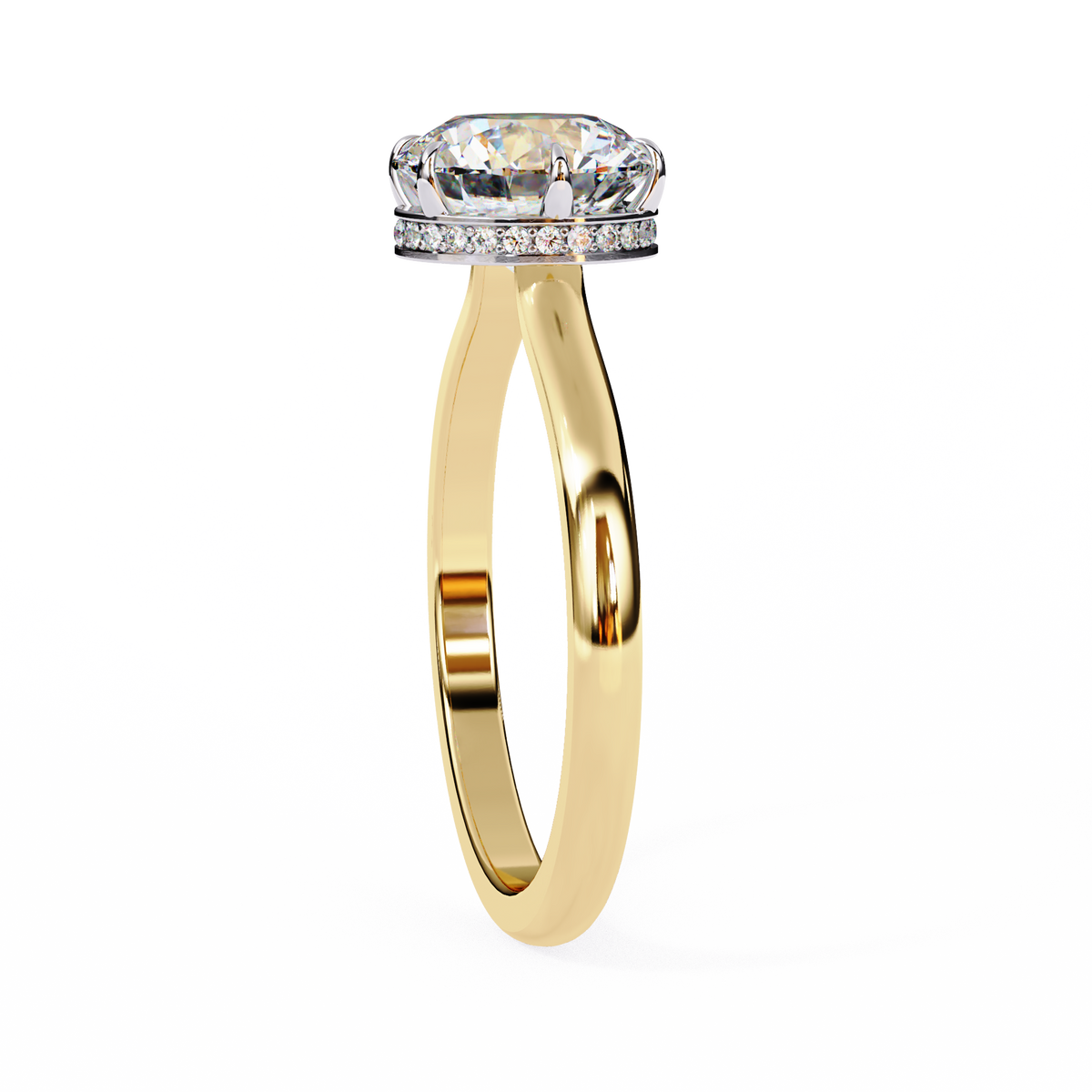 Reverra 14K Solitaire Diamond Hidden Halo Engagement Ring, CTTW-2.27