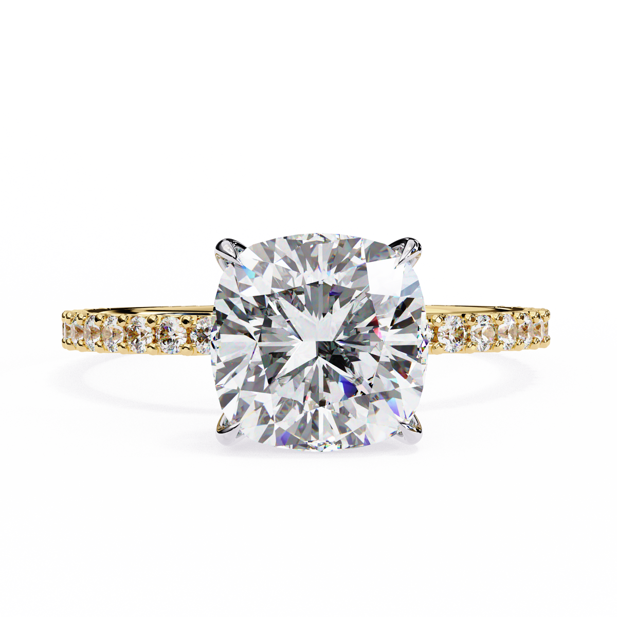 Reverra 14K Solitaire Diamond Pavé Band Engagement Ring, CTTW-2.95