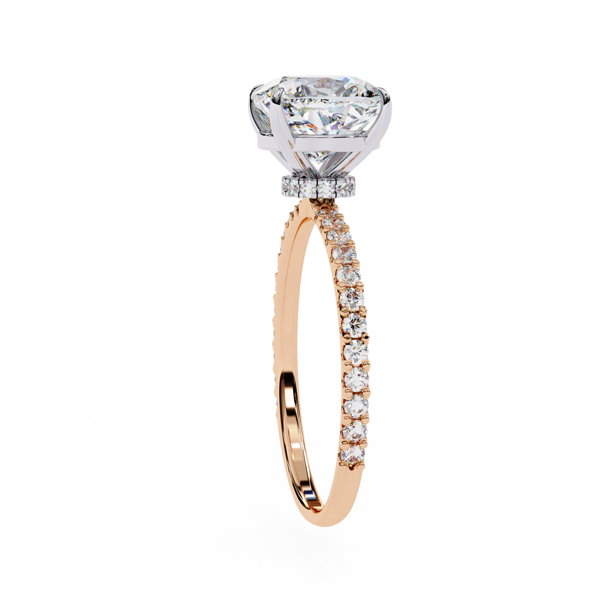 Reverra 14K Solitaire Diamond Pavé Band Engagement Ring, CTTW-2.95