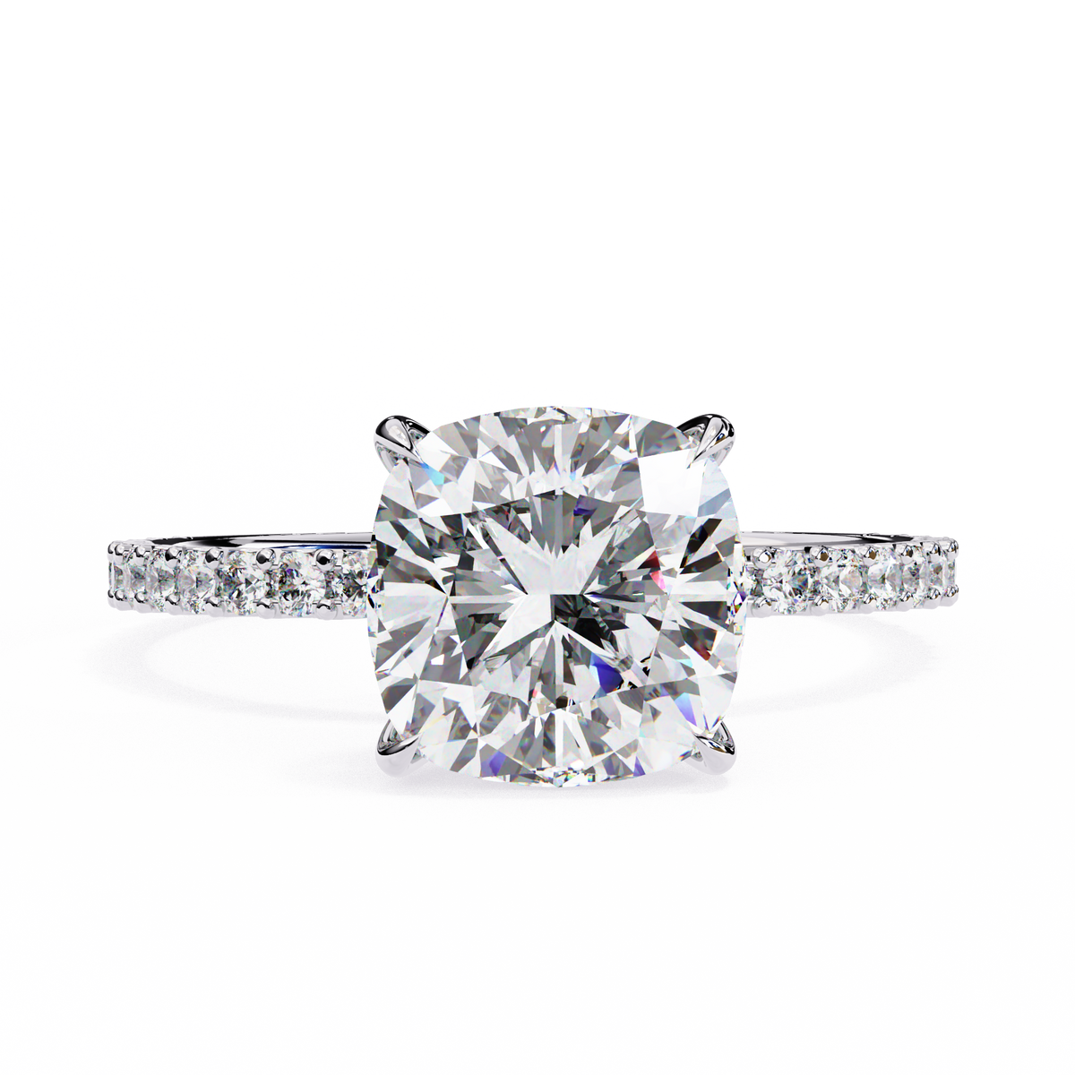 Reverra 14K Solitaire Diamond Pavé Band Engagement Ring, CTTW-2.95