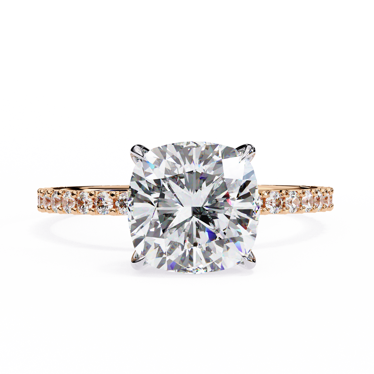 Reverra 14K Solitaire Diamond Pavé Band Engagement Ring, CTTW-2.95