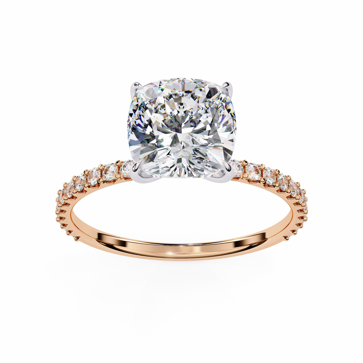 Reverra 14K Solitaire Diamond Pavé Band Engagement Ring, CTTW-2.95