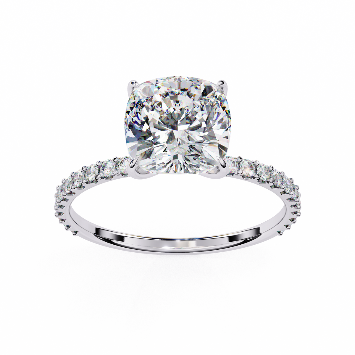 Reverra 14K Solitaire Diamond Pavé Band Engagement Ring, CTTW-2.95