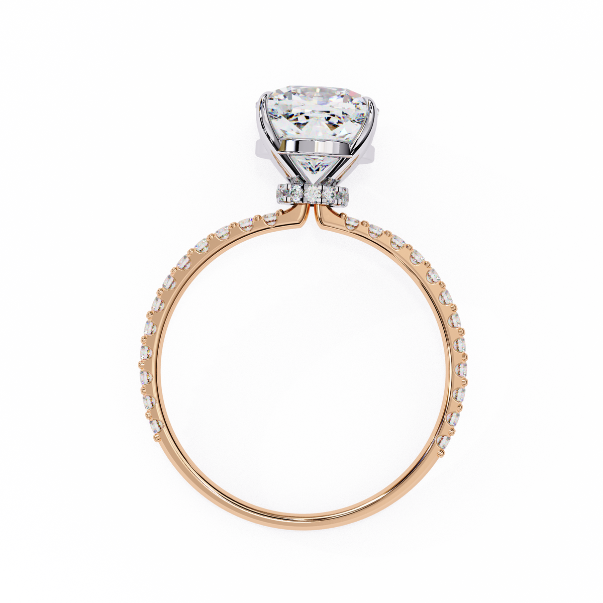 Reverra 14K Solitaire Diamond Pavé Band Engagement Ring, CTTW-2.95