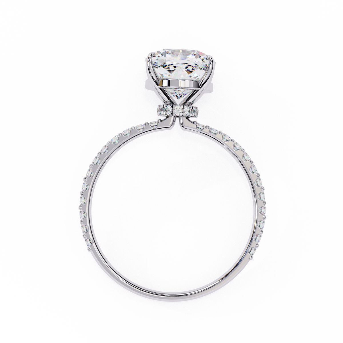 Reverra 14K Solitaire Diamond Pavé Band Engagement Ring, CTTW-2.95