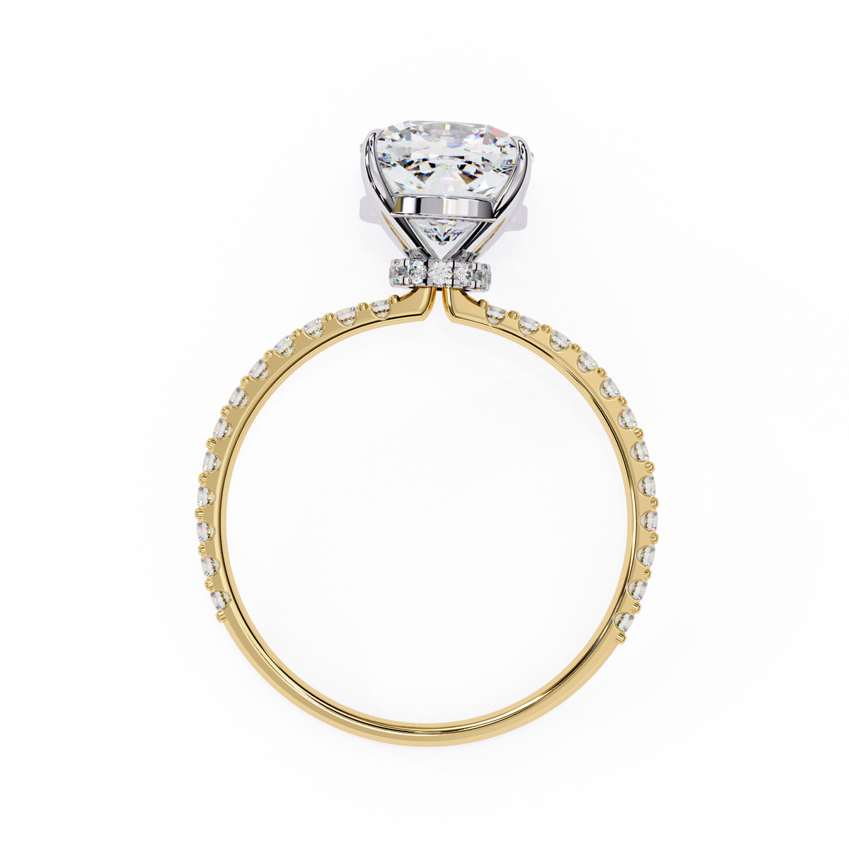 Reverra 14K Solitaire Diamond Pavé Band Engagement Ring, CTTW-2.95