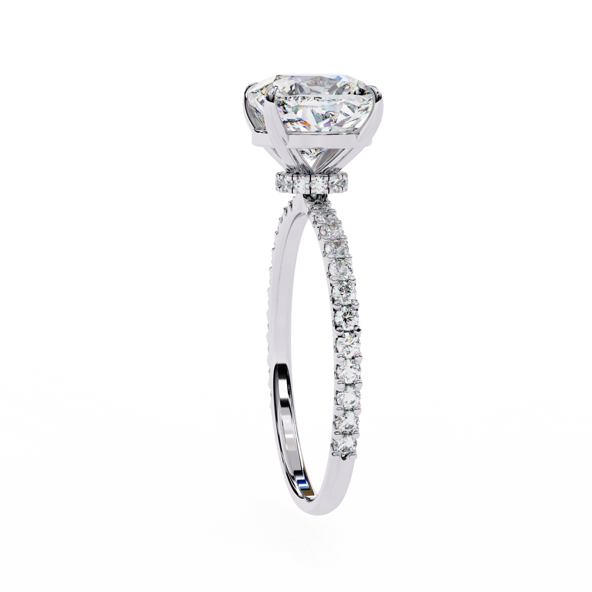 Reverra 14K Solitaire Diamond Pavé Band Engagement Ring, CTTW-2.95