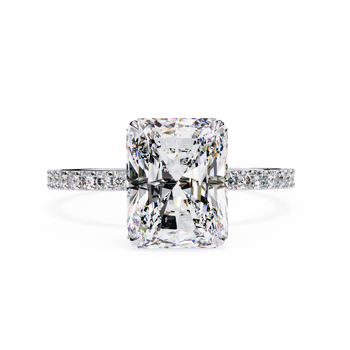 Reverra 14K Solitaire Diamond Pavé Band Engagement Ring, CTTW-3.33